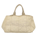 PRADA Canapa GM Hand Bag Canvas White Gold Auth bs24371-2