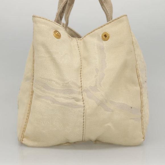 PRADA Canapa GM Hand Bag Canvas White Gold Auth bs24371