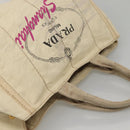 PRADA Canapa GM Hand Bag Canvas White Gold Auth bs24371-6