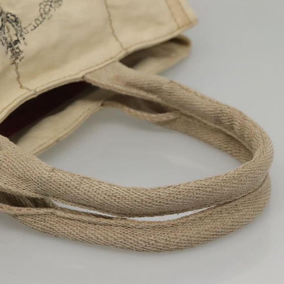 PRADA Canapa GM Hand Bag Canvas White Gold Auth bs24371