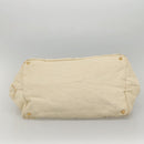 PRADA Canapa GM Hand Bag Canvas White Gold Auth bs24371-5
