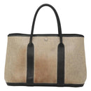 HERMES Garden party PM Hand Bag Coated Canvas Beige Auth bs24374-13