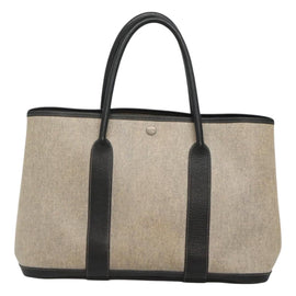 HERMES Garden party PM Hand Bag Coated Canvas Beige Auth bs24374 - 0