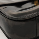 CELINE Horse Carriage Shoulder Bag Enamel Black Auth bs24388-9