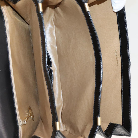 CELINE Horse Carriage Shoulder Bag Enamel Black Auth bs24388