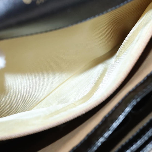 CELINE Horse Carriage Shoulder Bag Enamel Black Auth bs24388