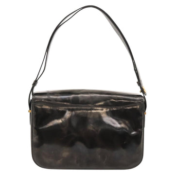 CELINE Horse Carriage Shoulder Bag Enamel Black Auth bs24388 - 0