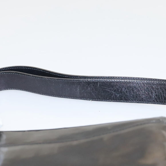 CELINE Horse Carriage Shoulder Bag Enamel Black Auth bs24388