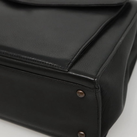 CHANEL Chain Hand Bag Leather Black CC Auth bs24390