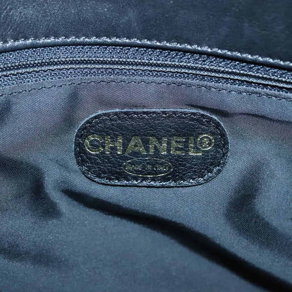CHANEL Chain Hand Bag Leather Black CC Auth bs24390