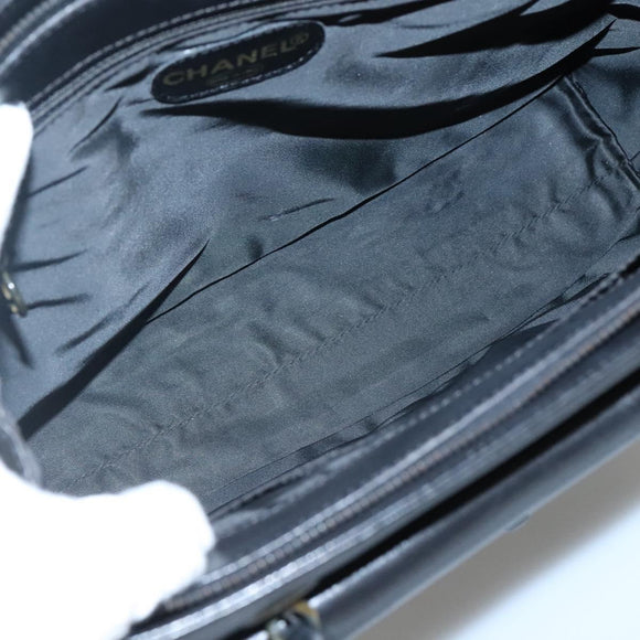 CHANEL Chain Hand Bag Leather Black CC Auth bs24390