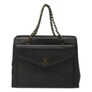 CHANEL Chain Hand Bag Leather Black CC Auth bs24390-13