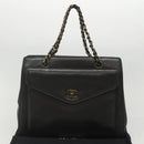 CHANEL Chain Hand Bag Leather Black CC Auth bs24390-12
