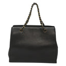 CHANEL Chain Hand Bag Leather Black CC Auth bs24390-2