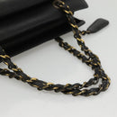 CHANEL Chain Hand Bag Leather Black CC Auth bs24390-7