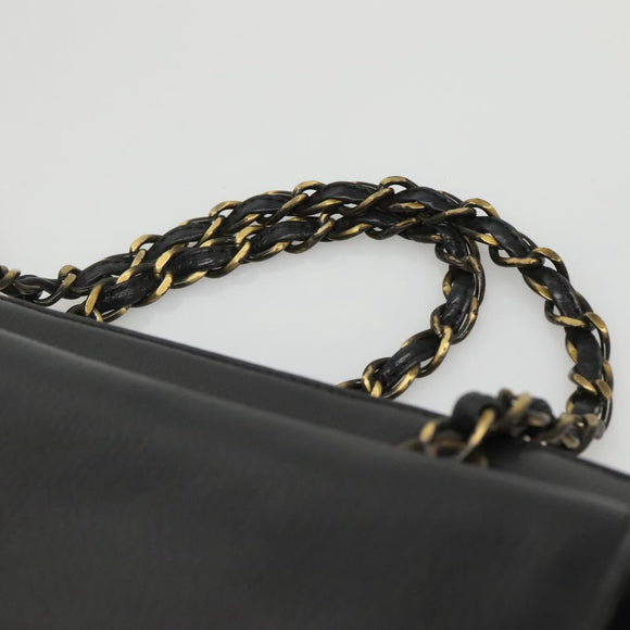 CHANEL Chain Hand Bag Leather Black CC Auth bs24390