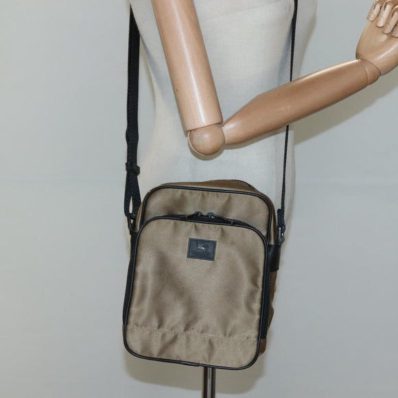 BURBERRY Black label Shoulder Bag Nylon Beige Auth bs24395