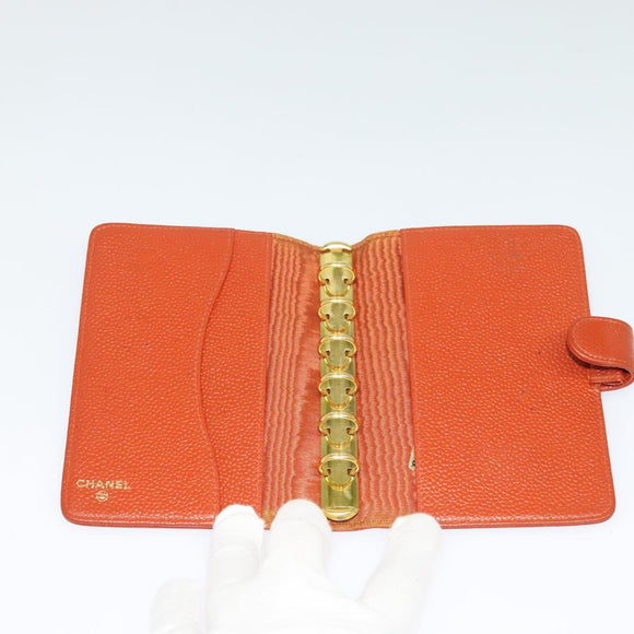 CHANEL Agenda 5241136 Day Planner Cover Caviar Skin Brown CC Auth bs24399