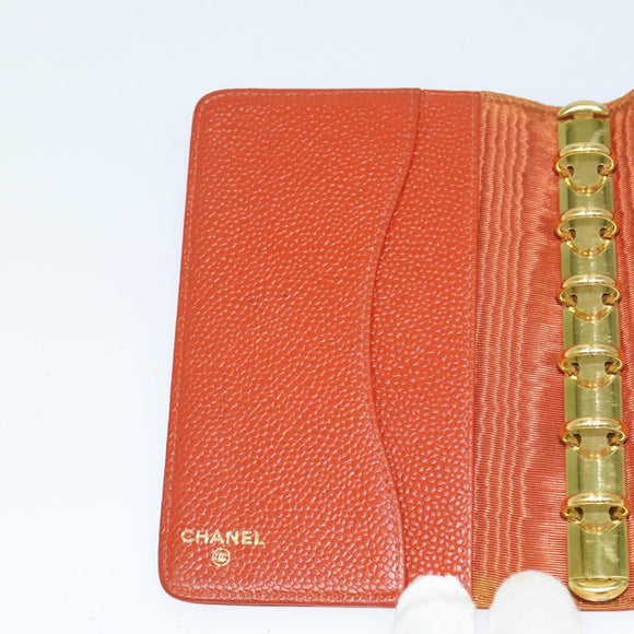 CHANEL Agenda 5241136 Day Planner Cover Caviar Skin Brown CC Auth bs24399