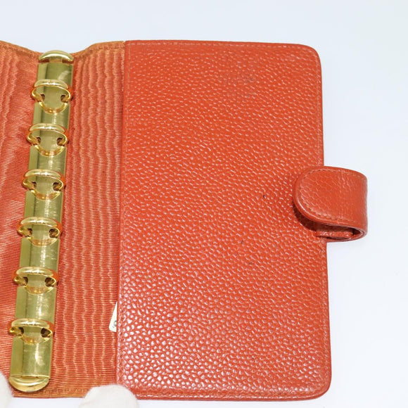 CHANEL Agenda 5241136 Day Planner Cover Caviar Skin Brown CC Auth bs24399