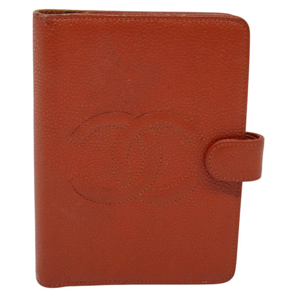 CHANEL Agenda 5241136 Day Planner Cover Caviar Skin Brown CC Auth bs24399