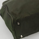 PRADA Hand Bag Nylon Khaki Silver Auth bs24401-17