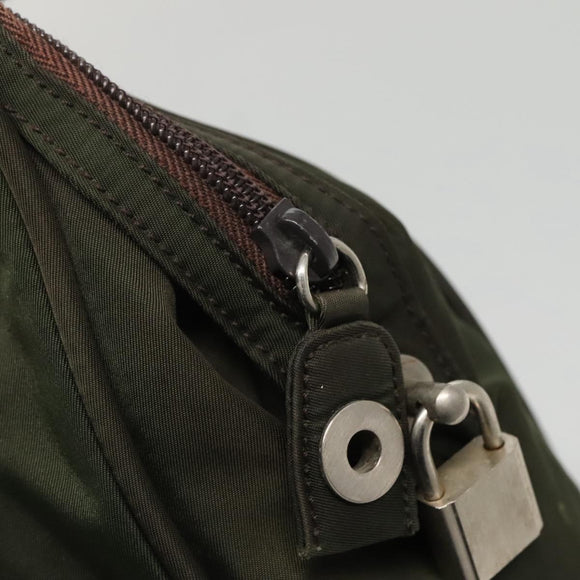 PRADA Hand Bag Nylon Khaki Silver Auth bs24401