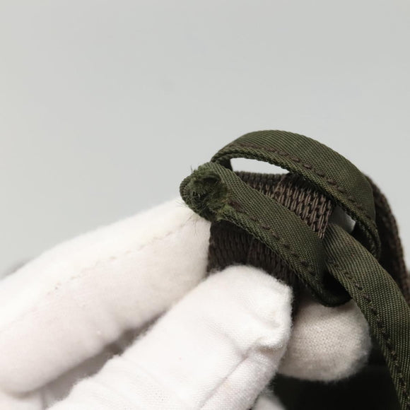 PRADA Hand Bag Nylon Khaki Silver Auth bs24401