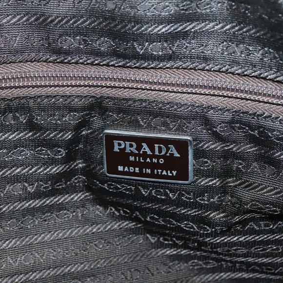 PRADA Hand Bag Nylon Khaki Silver Auth bs24401