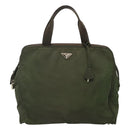 PRADA Hand Bag Nylon Khaki Silver Auth bs24401-13