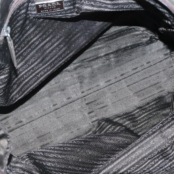 PRADA Hand Bag Nylon Khaki Silver Auth bs24401