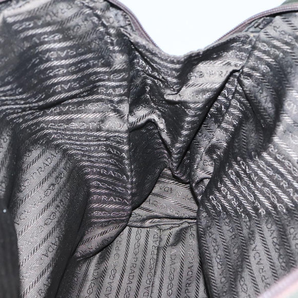 PRADA Hand Bag Nylon Khaki Silver Auth bs24401