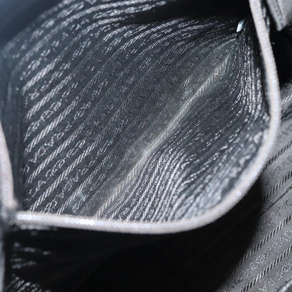 PRADA Hand Bag Nylon Khaki Silver Auth bs24401