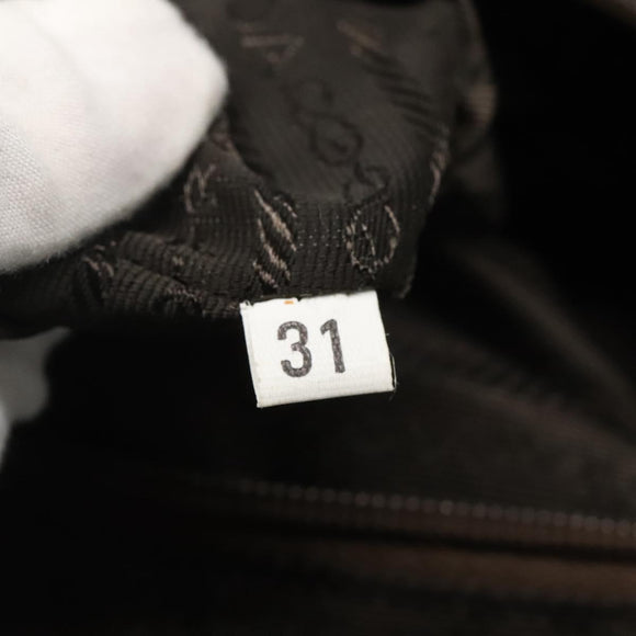 PRADA Hand Bag Nylon Khaki Silver Auth bs24401