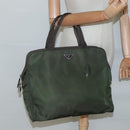 PRADA Hand Bag Nylon Khaki Silver Auth bs24401-25