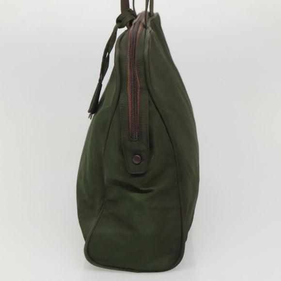 PRADA Hand Bag Nylon Khaki Silver Auth bs24401