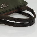 PRADA Hand Bag Nylon Khaki Silver Auth bs24401-7
