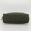 PRADA Hand Bag Nylon Khaki Silver Auth bs24401-5
