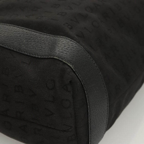 BVLGARI Logo mania Shoulder Bag Nylon Black Silver Auth bs24412