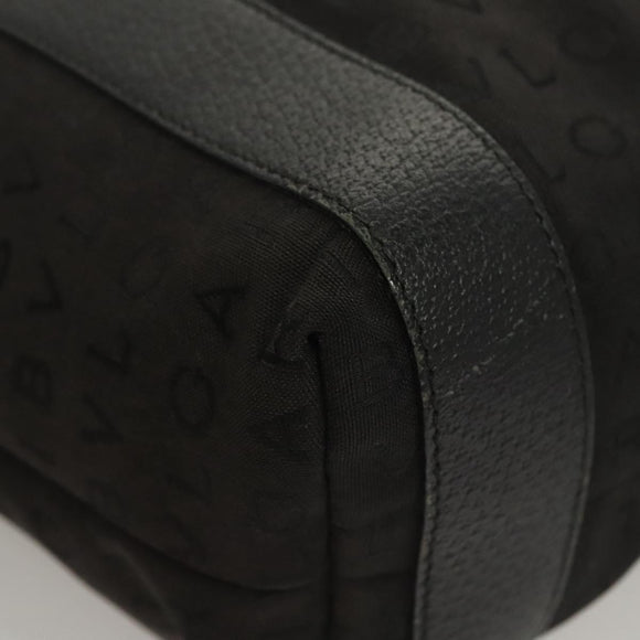 BVLGARI Logo mania Shoulder Bag Nylon Black Silver Auth bs24412