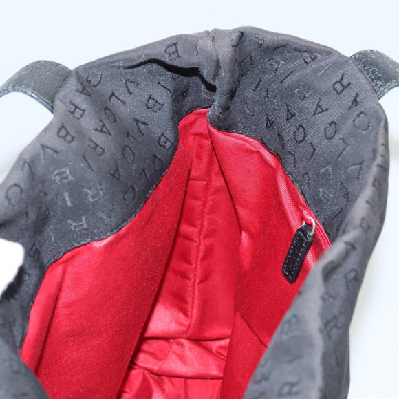 BVLGARI Logo mania Shoulder Bag Nylon Black Silver Auth bs24412