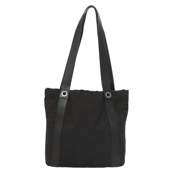 BVLGARI Logo mania Shoulder Bag Nylon Black Silver Auth bs24412