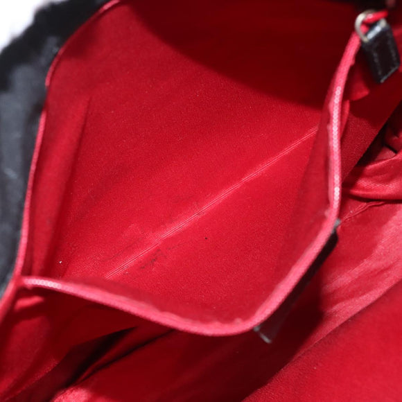 BVLGARI Logo mania Shoulder Bag Nylon Black Silver Auth bs24412