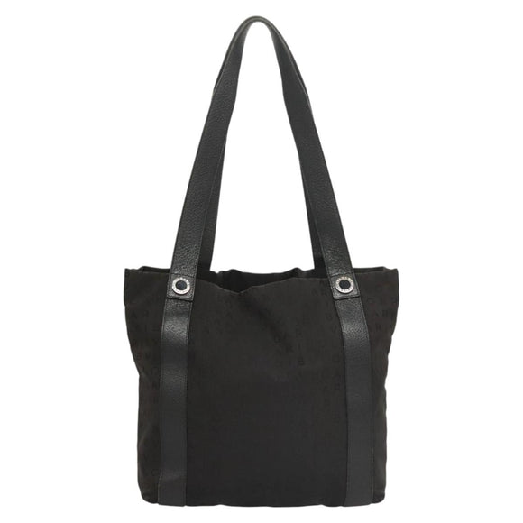 BVLGARI Logo mania Shoulder Bag Nylon Black Silver Auth bs24412