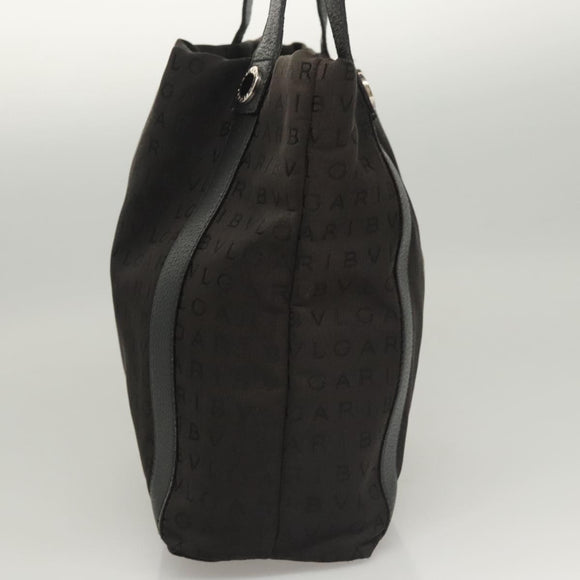 BVLGARI Logo mania Shoulder Bag Nylon Black Silver Auth bs24412