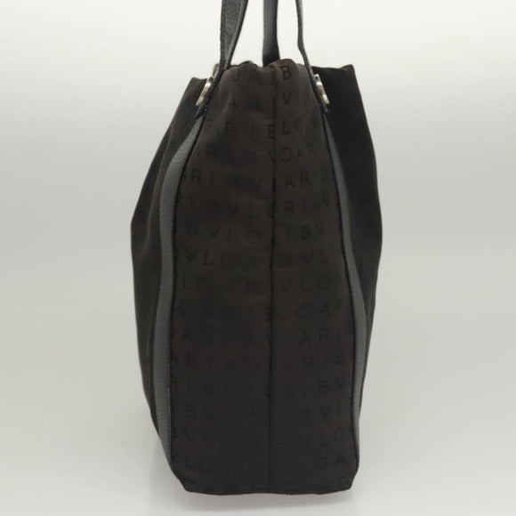 BVLGARI Logo mania Shoulder Bag Nylon Black Silver Auth bs24412