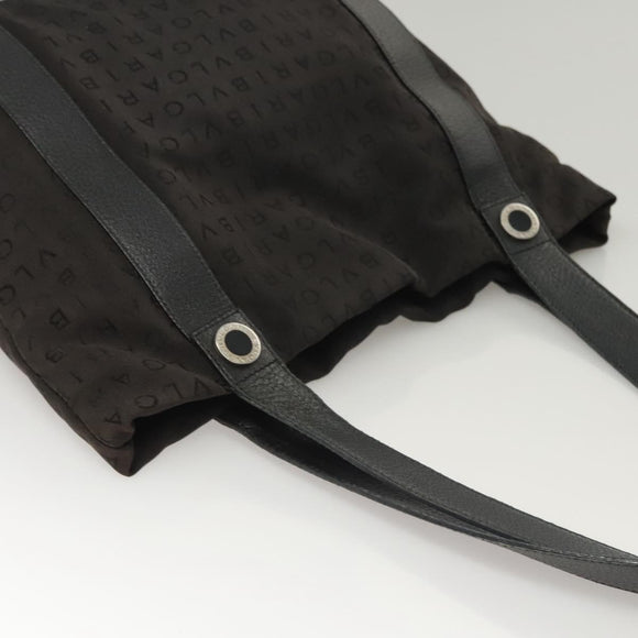 BVLGARI Logo mania Shoulder Bag Nylon Black Silver Auth bs24412