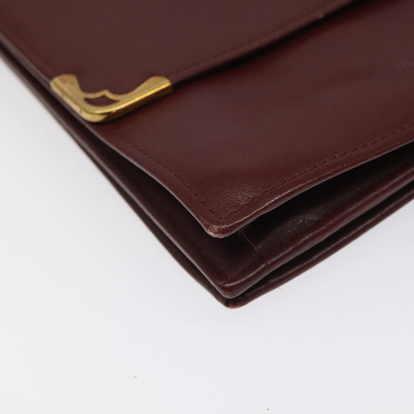 CARTIER Must Line Shoulder Bag Leather Bordeaux Gold Auth bs24414