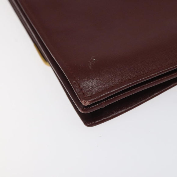 CARTIER Must Line Shoulder Bag Leather Bordeaux Gold Auth bs24414