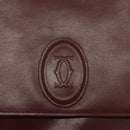 CARTIER Must Line Shoulder Bag Leather Bordeaux Gold Auth bs24414-17